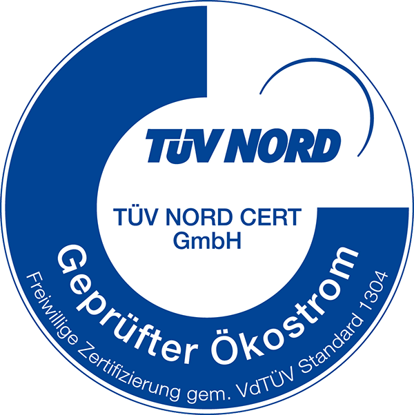 Siegel TÜV NORD "Geprüfter Ökostrom"